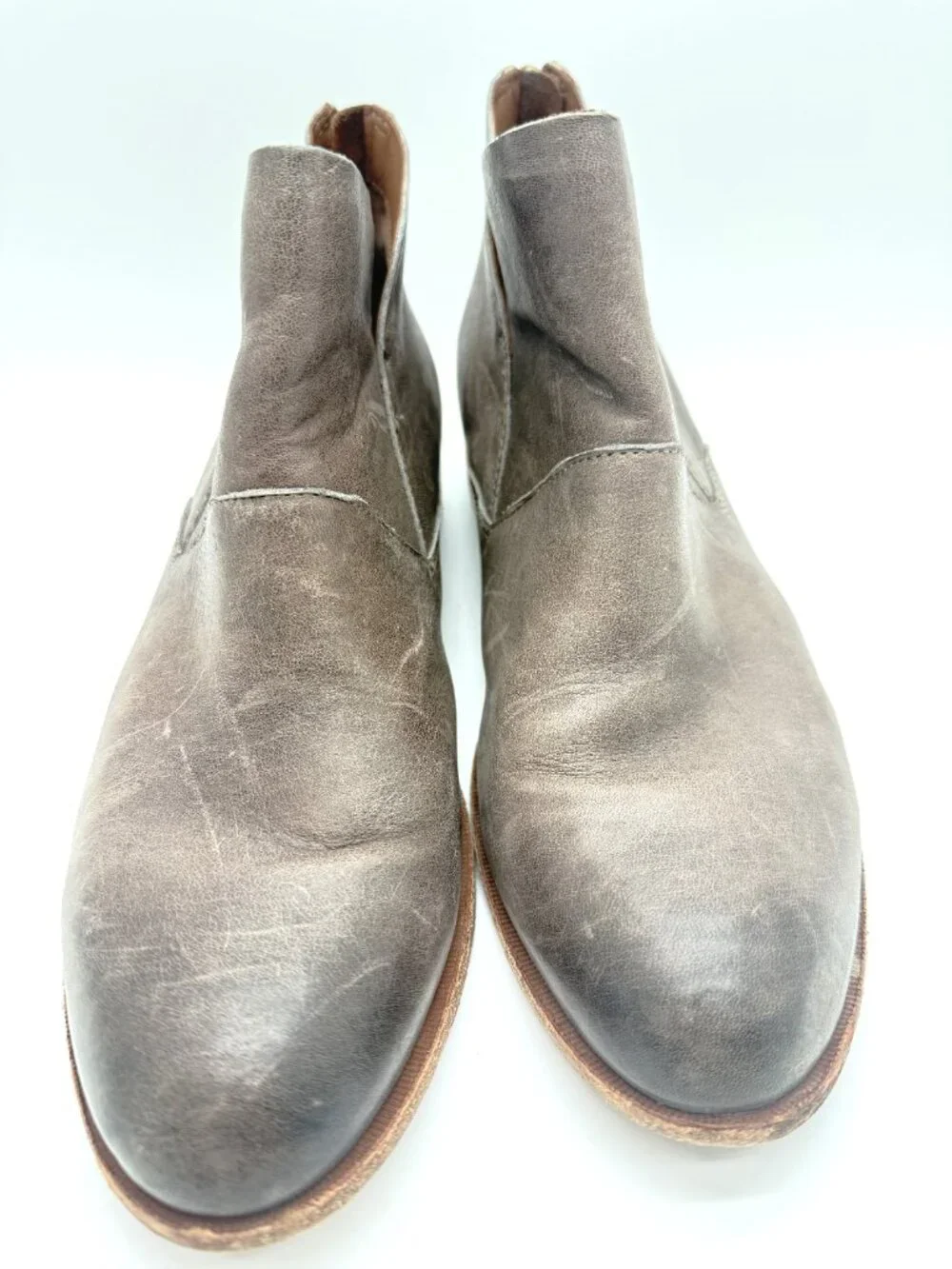 Kork-Ease Gray Leather Ankle Booties 10M Quiet Luxury Boho Minimal 3966